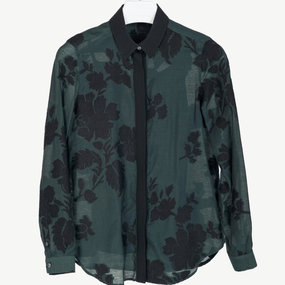 Burberry Green Floral Fil Coupe Buttoned Shirt - Picture 1 of 12